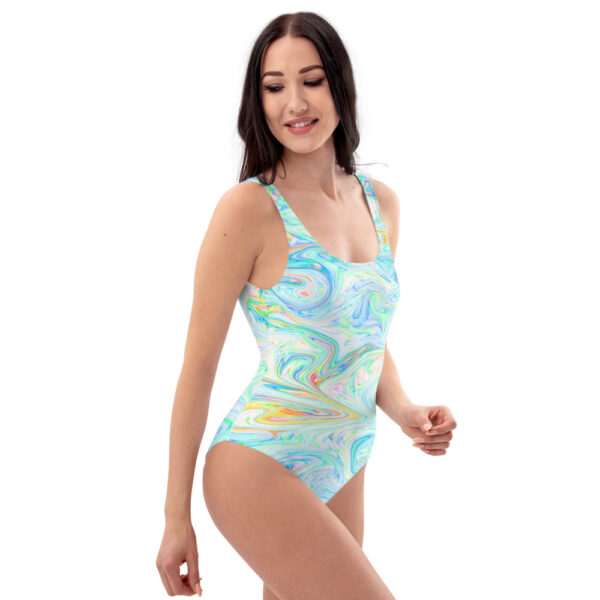 Pastel Green Liquified One-Piece Swimsuit