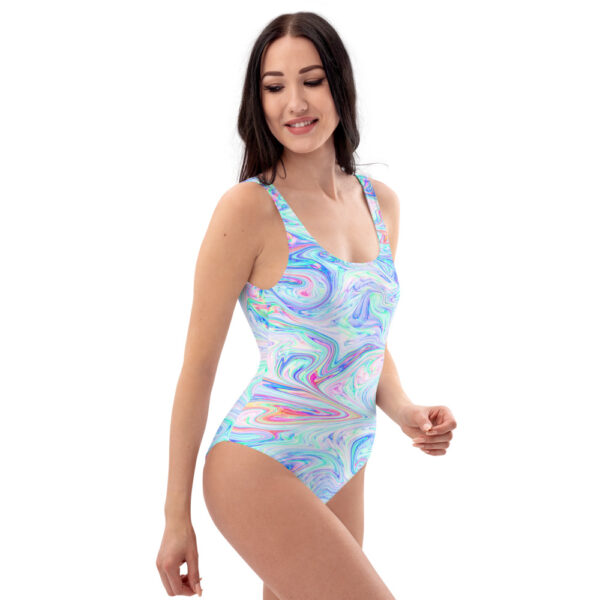 Pastel Blue Liquified One-Piece Swimsuit