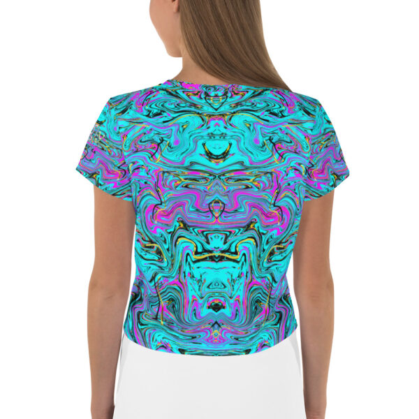 Ugly Pink Blossoms/Turquoise Liquified Crop Tee