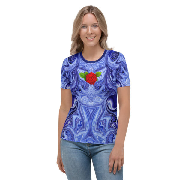 Ugly Red Rose Blue Liquified T-shirt