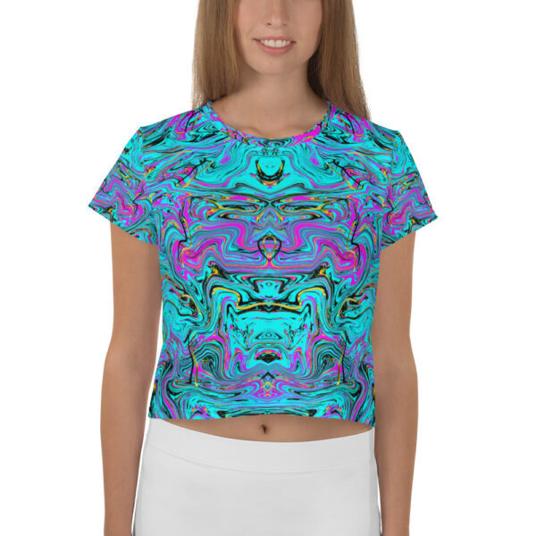 Ugly Turquoise Liquified Crop Tee