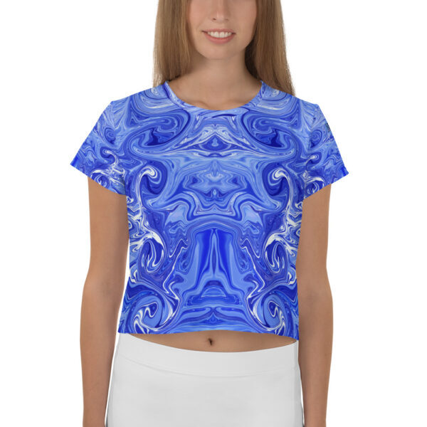 Ugly Blue-White Liquified Crop Tee