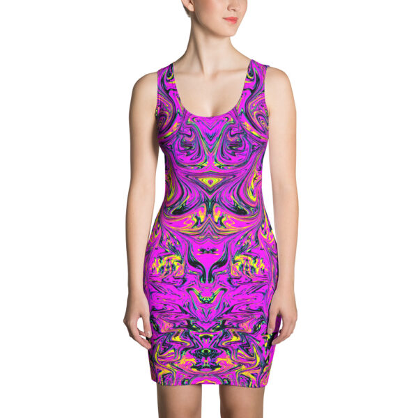 Ugly Rasberry Liquified Fitted Dress