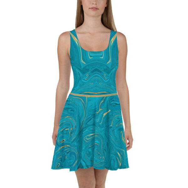 Ugly Turquoise Liquified Skater Dress