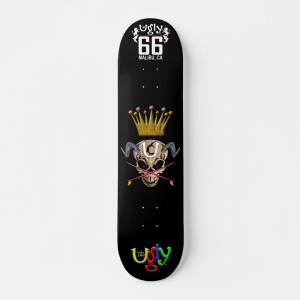 The Ugly Skull Crown Black Skateboard