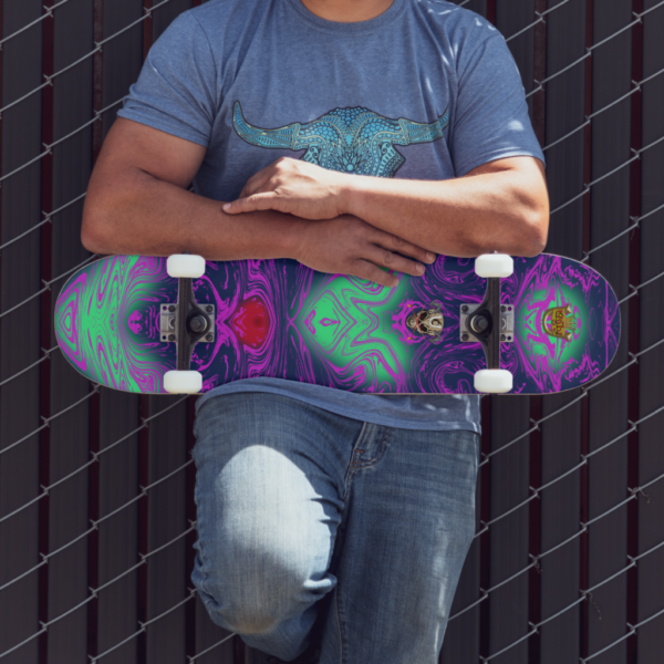 Ugly Lime Skull Crest Liquified Skateboard