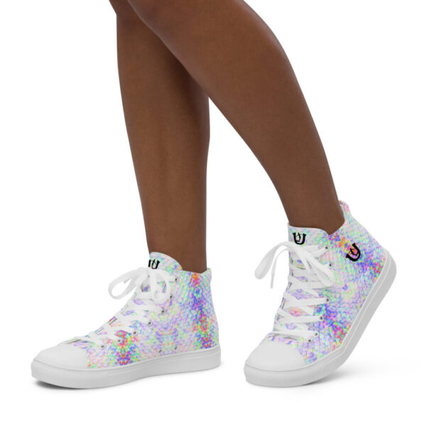 Ugly Blue Pastel Fish Scales high top canvas shoes