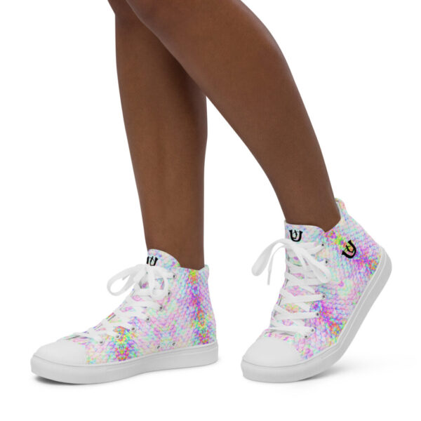 Ugly Pink Pastel Fish Scales high top canvas shoes